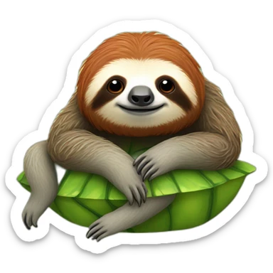 red haired sloth sitting on a green turtle  sticker