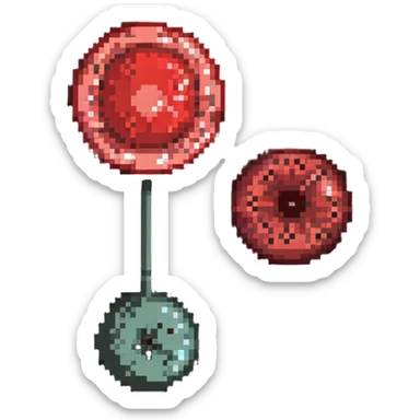 Side by side comparison of anemic pale blood cell and healthy red blood cell sticker
