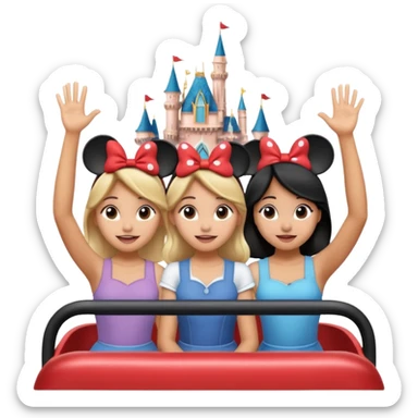 Como si quatro chicas estuvieran en una atracción de Disney con lsas manos levantadas  sticker