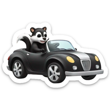 Skunk driving a car sticker