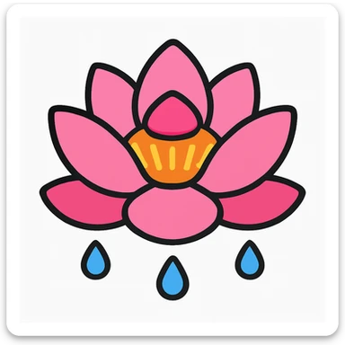 Simplify the pink lotus flower by reducing the number of petals, in a style resembling emoji style with simple shapes and colors. sticker