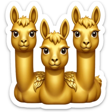 golden three headed llama emoji like a hydra sticker
