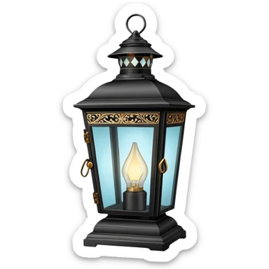 A black old wide big vintage lantern lamp  sticker
