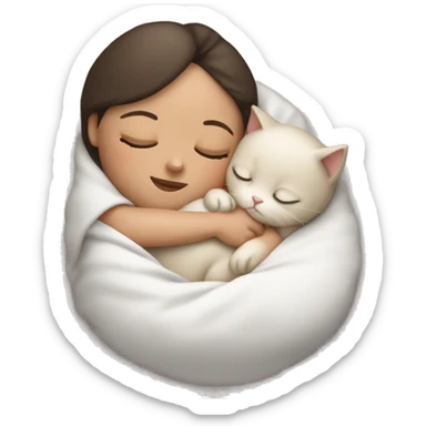 white brunette sleeping newborn baby cuddling with cat sticker