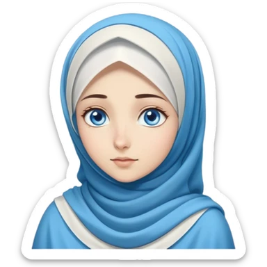 Turkish beautiful finish Konya girl blue eyes with moon hijab dress and watching the moonlight sky on the ground  sticker