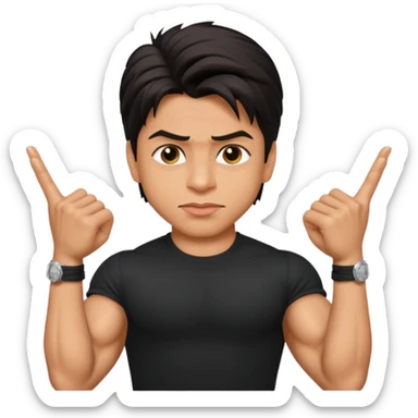 ipretty bratz emoji of shah rukh khan wearing a black tee, muscular sticker
