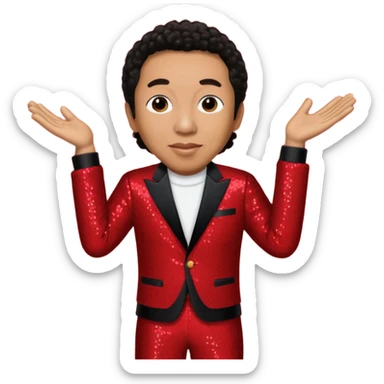 Smokey Robinson with dark brown hair, red sequin outfit sticker