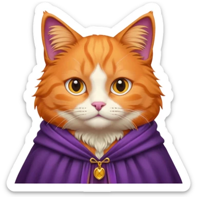 orange cat in purple cloak sticker