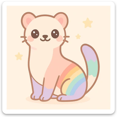 a proud, colorful stoat with rainbow accents, joyful expression, playful pose, LGBTQ+ theme sticker