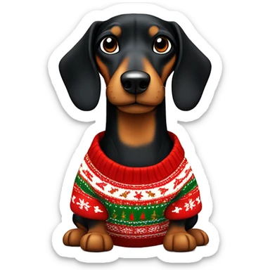 Black & tan Sausage dog wearing Christmas jumper  sticker