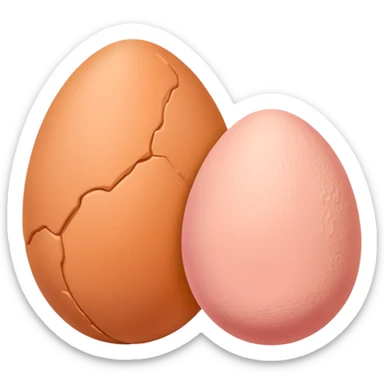 two skin tone peachy beige-pink egg shaped balls/spheres, both same size and same color, add a bumpy, loose, wrinkly skin texture with folds to both.  sticker