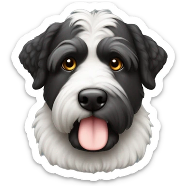 Bouvier bernois plutôt petit avec une gueule assez fine, avec un pelage noir, un trait blanc entre les yeux et autour de la gueule, des tâches brunes au-dessus des yeux sticker