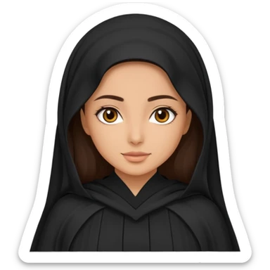 create an emoji of a girl wearing a shayla (شيله) and abaya, brunette girl (her hair shows ofc it is not a hijab) like more of a khaleeji shayla sticker