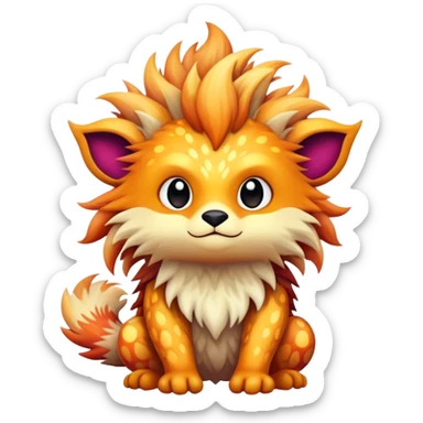 a colorful edgy cute vernid-fionbri-creature with splash patterns full body sticker