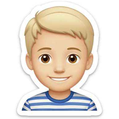 smiling boy in striped shirt sticker