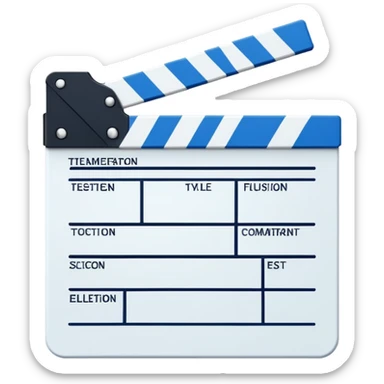 minimalist blue and white film clapperboard, geometric shapes only sticker