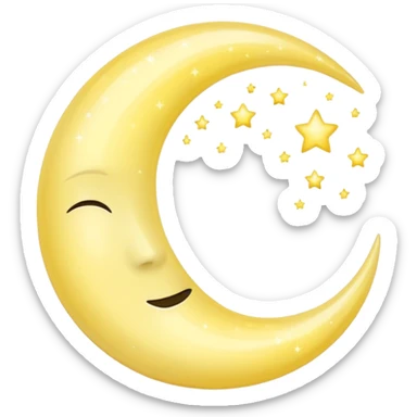 sparkly glossy pastel yellow-gradient crescent moon, no face sticker