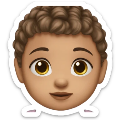 A Cute baby, her name is Maya, she is 9 months old, dark brown eyes, blondie sticker