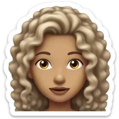 Long haired girl with 3c curls tan skin blue eyes clear skin and thick eyebrows and skinny and a tank top with collerbonws showing  sticker