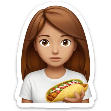 Girl with brown hair "resting chicken burrito face" sticker