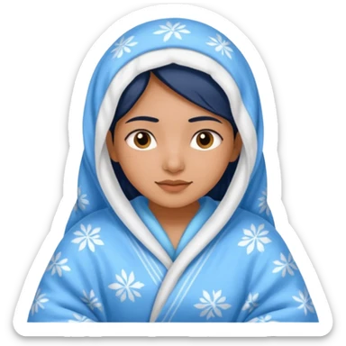 a pretty bratz fair indian girl covered in blanket, wearing pajamas sticker