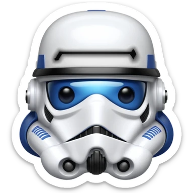 a blueberry wearing a black storm trooper helmet sticker