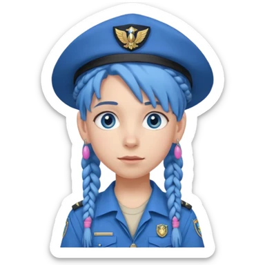 very pretty boy big blue eyes, scout girl with pretty pink uniform, blue dreadlocks, and big earrings and scouts hat sticker