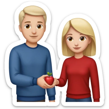 a man in casual clothes shaking hands with a girl, apple emoji style sticker