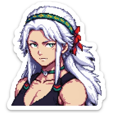 Tengen Uzui with a smirk, Sound Hashira from Demon Slayer, white hair, headband, muscular sticker