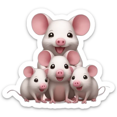 Mouse with two piggies sticker