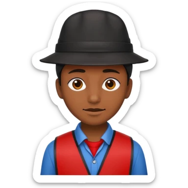 Typische zwartepiet, de knecht van Sinterklaas, met een pietenpak, kraag, muts sticker