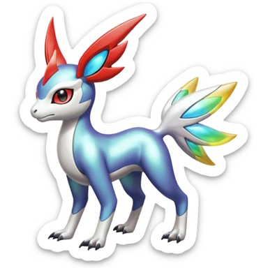 Shiny Colorful Meloetta-Latias-Koraidon-Peppercat-Wargreymon-Protogen-Fakémon-fusion-hybrid-creature sticker