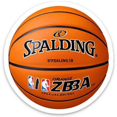 Minimalist basketball with Spalding and NBA logos, orange with black lines sticker