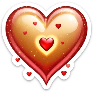 Romantic reddish-golden warm-colored sparkling Valentines vintage aesthetic decorations sticker