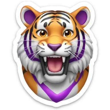 Tiger with big purple heart sticker