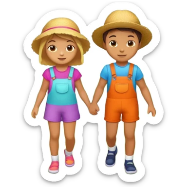 children playing in the garden sticker