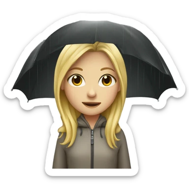 Blonde girl in the rain under an umbrella  sticker
