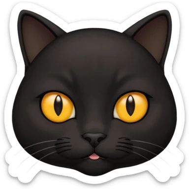 The face of a black cat with a hip frown (thin cheeks, not much hair) sticker