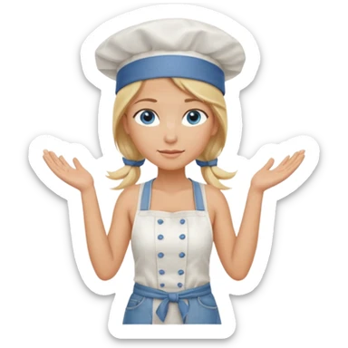 Sexy Full body  pretty
Long Blonde hair blue eyed female chef wearing white tank top, denim shorts and chef hat with arms folded sticker