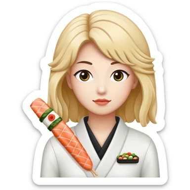 un coreano di 18 anni con sushi con il pizzetto capelli ricci e lunghi sciolti  neri con un IQOS in mano  sticker