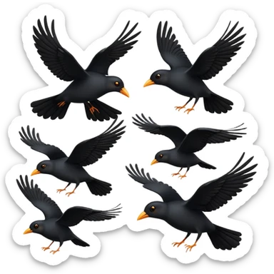 Flying in one direction multiple black birds emoji sticker