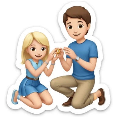 🧎‍♂️‍➡️💍💃 a boy parposing a girl boy on his knee and boy give him ring  sticker