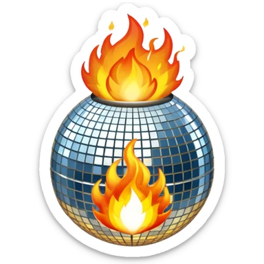 disco ball on fire sticker