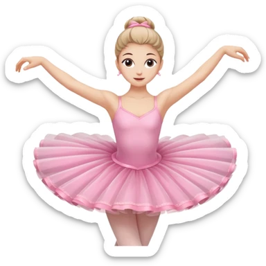 A graceful ballerina in a pink tutu, spinning lightly with arms curved elegantly with her legs
 sticker