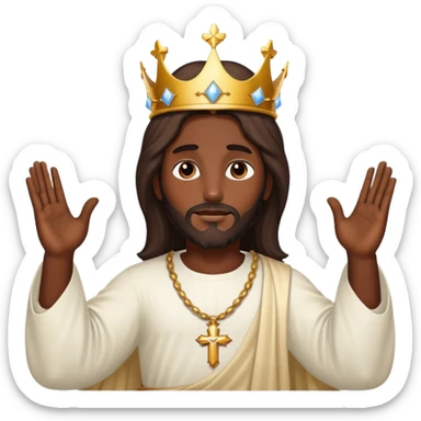 Dark skin christ Jesus with a heavenly crown sticker