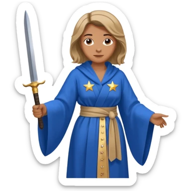 An upright Europe (a tall woman), wearing a blue, flowing robe with stars on the hem, and behind her stands Chancellor Merz, holding a knife toward her back 
you forgot chanccellor merz behind her sticker