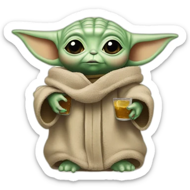 Baby yoda avec un biberon sticker