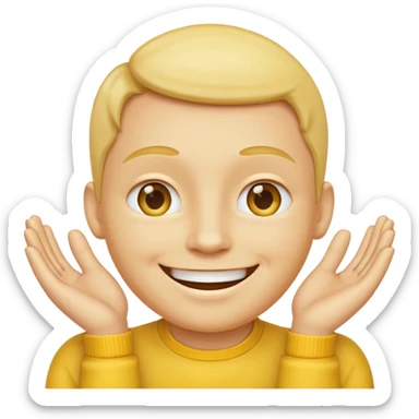 yellow smiling face with both hands under chin sticker