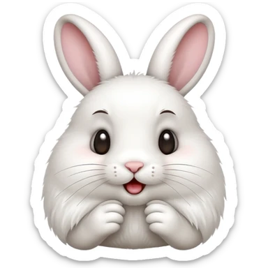 cute bunny with grimacing expression and twitching nose sticker