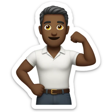 man with arms elevated sticker